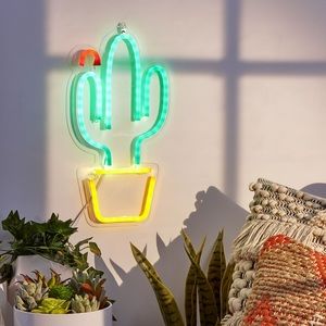 West & Arrow Neon light 16” cactus wall sign